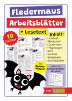 Vorschau - Mal- und Bastelvorlagen - Fledermaus Sparpaket / Materialpaket - mit Lesetext, Steckbrief, Lückentext, Suchsel, Satzpaare, Quiz und Ausmalbildern - Deckblatt