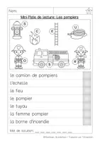Vorschau - Arbeitsblätter - Mini - Lesespur auf Französisch: "Feuerwehr" - Seite 1