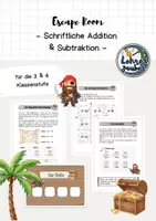 Vorschau - Arbeitsblätter - Escape Room - Schriftliche Addition und Subtraktion 🏴☠️ - Deckblatt