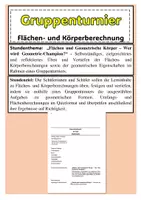 Vorschau - Stundenentwürfe - Unterrichtsentwurf - Gruppenturnier - Flächen und Geometrische Körper (editierbar) - Deckblatt