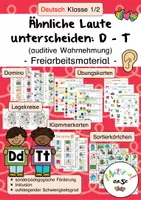 Vorschau - Stationenlernen - Ähnliche Laute unterscheiden D oder T - Freiarbeitsmaterial - Deckblatt