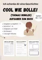 Vorschau - Arbeitsblätter - Cool wie Bolle: Aufgaben zum Buch von Thomas Winkler (Kapitel 5-11) - Deckblatt