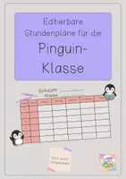 Vorschau - Lehrpläne/Lehrermaterial - Editierbare Stundenpläne für deine Pinguin-Klasse - Deckblatt