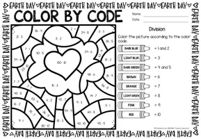 Vorschau - Arbeitsblätter - Color by Code number - Division (Earth Day) | April - Seite 2