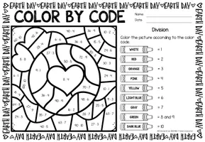 Vorschau - Arbeitsblätter - Color by Code number - Division (Earth Day) | April - Seite 3