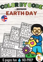Vorschau - Arbeitsblätter - Color by Code number - Division (Earth Day) | April - Deckblatt