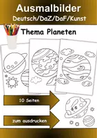 Vorschau - Mal- und Bastelvorlagen - Ausmalbilder Thema Planeten - Grundschule - Bastelvorlagen - Deckblatt
