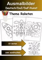 Vorschau - Mal- und Bastelvorlagen - Ausmalbilder Thema Raketen - Grundschule - Bastelvorlagen - Deckblatt