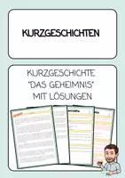 Vorschau - Arbeitsblätter - Kurzgeschichten analysieren - Das Geheimnis - Deckblatt