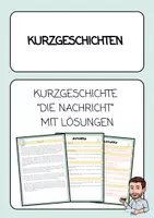 Vorschau - Arbeitsblätter - Kurzgeschichten analysieren - Die Nachricht - Deckblatt