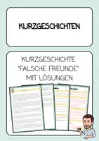 Vorschau - Arbeitsblätter - Kurzgeschichten analysieren - Falsche Freunde - Deckblatt