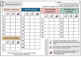 Vorschau - Aufgabenkarten - Längenkartei mit 30 Aufgabenkarten (mit Lösungen und Laufzettel, Längen schätzen, messen, Längenmaße) - Seite 1