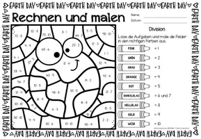 Vorschau - Arbeitsblätter - Rechen-Mal-Blätter - Division (Tag der Erde) - Seite 2