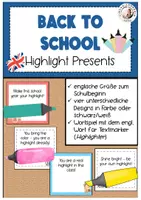 Vorschau - Mal- und Bastelvorlagen - Highlight Back to School Geschenke Schuljahresbeginn - Deckblatt