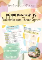 Vorschau - Arbeitsblätter - DaF Arbeitsblatt: Vokabeln zum Thema Sport - Deckblatt