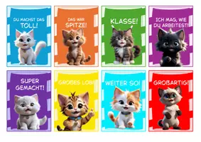 Vorschau - Bildkarten - Lobkarten mit Katzenmotiven - Seite 1