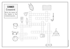 Προεπισκόπηση - Φύλλα εργασίας - Summer crossword / Καλοκαιρινό σταυρόλεξο (Αγγλικά) - Σελίδα 1