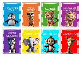 Vorschau - Bildkarten - Lobkarten mit Zootiermotiven - Seite 1