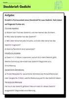 Vorschau - Arbeitsblätter - Steckbrief:Gedicht - Deckblatt