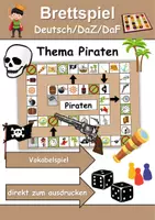Vorschau - Mal- und Bastelvorlagen - Brettspiel Piraten Wortschatzspiel Grundschule DaZ/DaF/Deutsch - Deckblatt