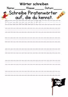 Vorschau - Lehrpläne/Lehrermaterial - Piraten Wörter und Sätze schreiben und Silben DaZ/DaF, deutsch - Seite 1