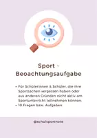 Vorschau - Arbeitsblätter - Sport - Beobachtungsaufgabe - Deckblatt
