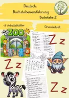 Vorschau - Mal- und Bastelvorlagen - Deutsch: Buchstabeneinführung Z Grundschrift - Deckblatt
