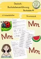 Vorschau - Mal- und Bastelvorlagen - Deutsch: Buchstabeneinführung M Grundschrift - Deckblatt