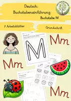Vorschau - Arbeitsblätter - Deutsch: Buchstabeneinführung M Freebie - Deckblatt