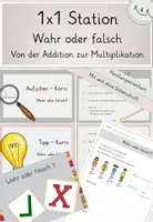 Vorschau - Unterrichtsreihen - Einführung 1x1, Station: Wahr oder falsch, von der Addition zur Multiplikation, Übung Einmaleins, Darstellungsvernetzung - Deckblatt