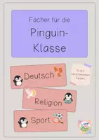 Vorschau - Bildkarten - Fächer-Karten für deine Pinguin-Klasse - Deckblatt