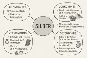 Vorschau - Arbeitsblätter - AB mit Fragen zum Thema "Silber" + Lösungsblatt + Mindmap + Infografik - Seite 3