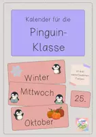Vorschau - Bildkarten - Kalender-Karten für deine Pinguin-Klasse - Deckblatt