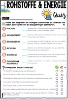 Vorschau - Arbeitsblätter - Umwelt & Ressourcen Test Quiz - Rohstoffe + Energie Umweltschutz & Nachhaltigkeit, Fossile und erneuerbare Energien - Seite 2