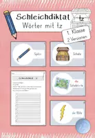 Vorschau - Arbeitsblätter - Schleichdiktat - Wörter mit tz (1.Klasse) - Deckblatt