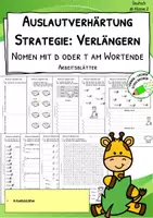 Vorschau - Arbeitsblätter - Auslautverhärtung – d oder t am Wortende richtig schreiben - Deckblatt