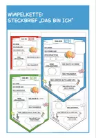 Vorschau - Mal- und Bastelvorlagen - Wimpelkette: Steckbrief - Deckblatt