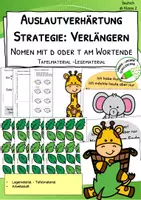 Vorschau - Arbeitsblätter - Auslautverhärtung – d oder t? Tafelmaterial & Legespiel zur Strategie „Verlängern“ - Deckblatt