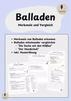Vorschau - Arbeitsblätter - Merkmale von Balladen/Balladen miteinander vergleichen - Deckblatt