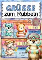 Vorschau - Mal- und Bastelvorlagen - Feriengrüße zum Rubbeln Pfingstferien Sommerferien - Deckblatt
