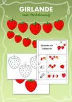 Vorschau - Mal- und Bastelvorlagen - Girlande mit Erdbeeren - mit Anleitung - Deckblatt
