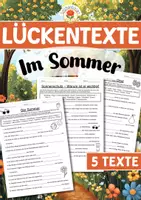 Vorschau - Arbeitsblätter - Lückentexte - Im Sommer - Deckblatt