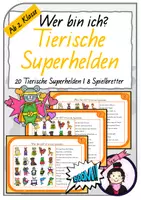 Vorschau - Stationenlernen - Lesespiel | Wer bin ich? | 20 Tierische SUPERHELDEN - Deckblatt