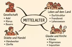 Vorschau - Arbeitsblätter - Lernposter + Arbeitsblätter zum Thema "Mittelalter" + Lösung & Fragen & MP3 + Mindmap + Infografik - Seite 3