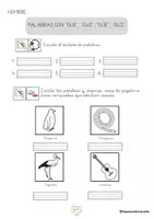 Vista previa - Hojas de trabajo - Palabras con “gue”, “gui”, “güe”, “güi” - Portada