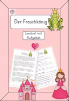 Vorschau - Arbeitsblätter - Der Froschkönig: Lesetext & Aufgaben - Leseverständnis - Märchen - Deckblatt