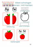 Vorschau - Arbeitsblätter - Silben schwingen lernen- mit Früchten - Deckblatt