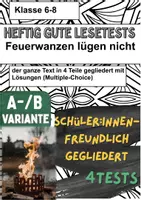 Vorschau - Test - 4x Lesetests – Leseverstehen und Textverständnis trainieren am Beispiel des Romans🐞„Feuerwanzen lügen nicht“ (A/B-Variante) (Lektüretest) - Deckblatt