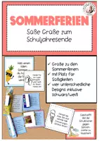 Vorschau - Mal- und Bastelvorlagen - Sommerferien Grüße Schuljahresende Grundschule Sek I - Deckblatt