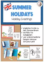 Vorschau - Mal- und Bastelvorlagen - Summer Holiday Greetings Sommerferien Englischunterricht - Deckblatt